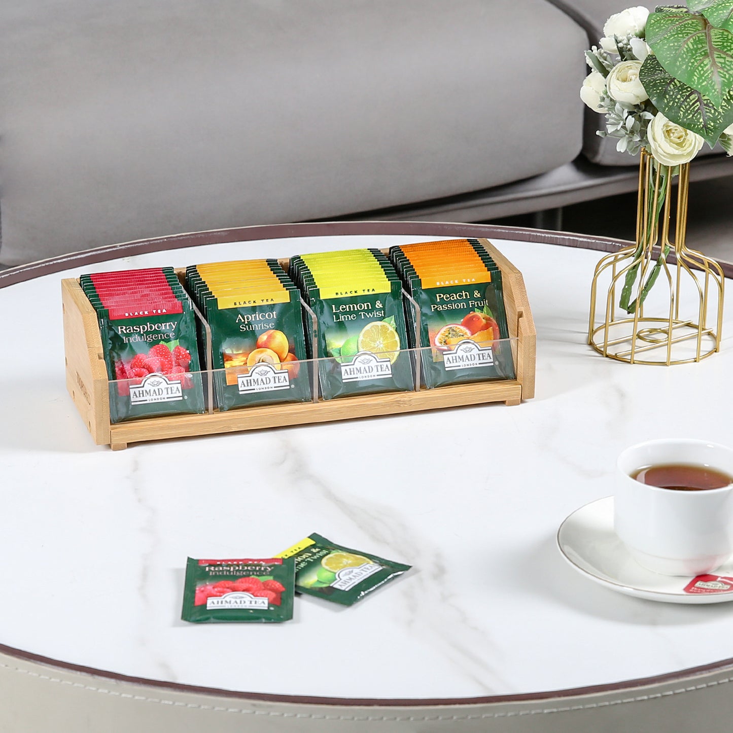 TIOPGHAD πΊππππ π©ππππ Tea Bag holder, Wood countertop tea organizer basket Storage Box tea packets organizer tea packets Caddy Rack Tea Bags Containers for Drawers Kitchen Cabinet Office
