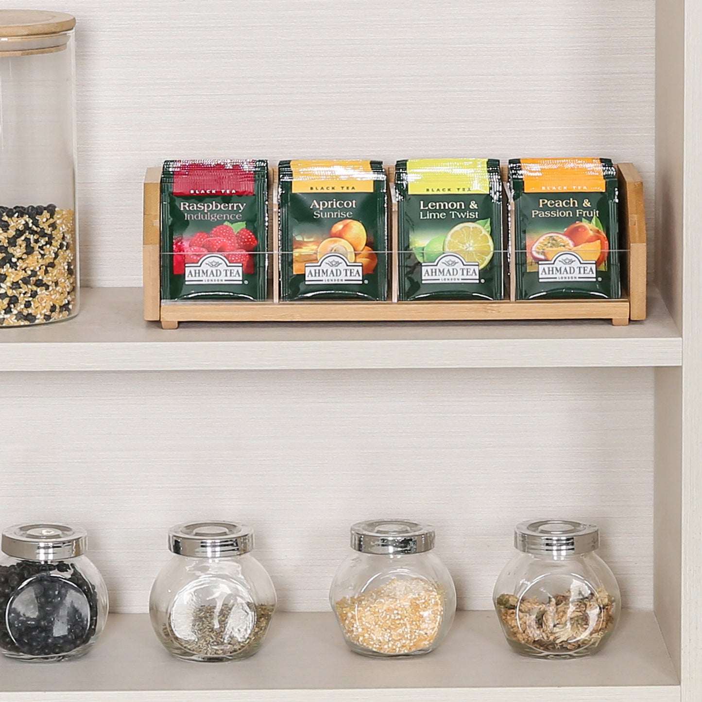 TIOPGHAD πΊππππ π©ππππ Tea Bag holder, Wood countertop tea organizer basket Storage Box tea packets organizer tea packets Caddy Rack Tea Bags Containers for Drawers Kitchen Cabinet Office