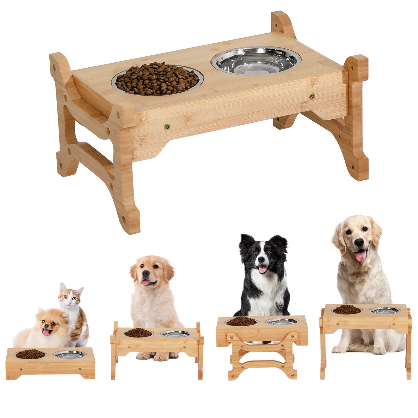 Bamboo elevated dog feeder best sale